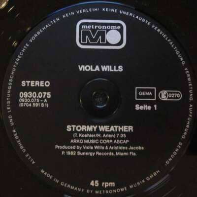 Viola Wills - Stormy Weather 12'' Vinyl Schallplatte 126838