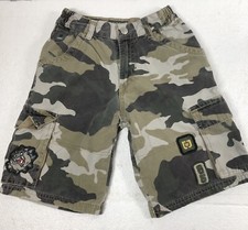 Vintage 90s JNCO Jean Shorts Boys 7x Camo Cargo Hip Hop Baggy Bulldog Tiger
