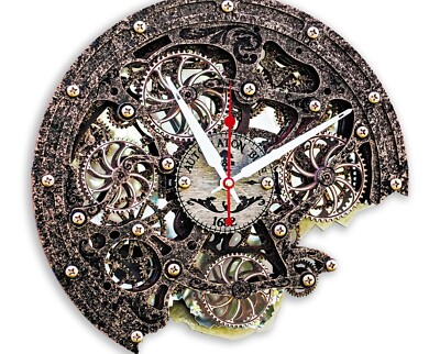 Automaton Bite Large Moving Gears Wall Clock 1682 Old Copper Steampunk Loft Art