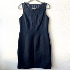 Talbots Womens Dress Size 10 Black Sleeveless Midi Cotton Silk Blend 