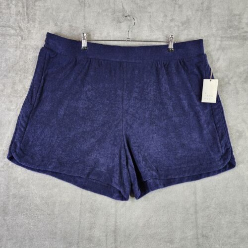 Womens Navy Blue Mid-Rise Pull-on FrenchTerry Shorts a New Day Plus Size 2X