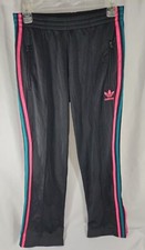 Adidas Women's Warm-up Pants Black Hot Pink 3 Stripes Tri foil Logo Size Small