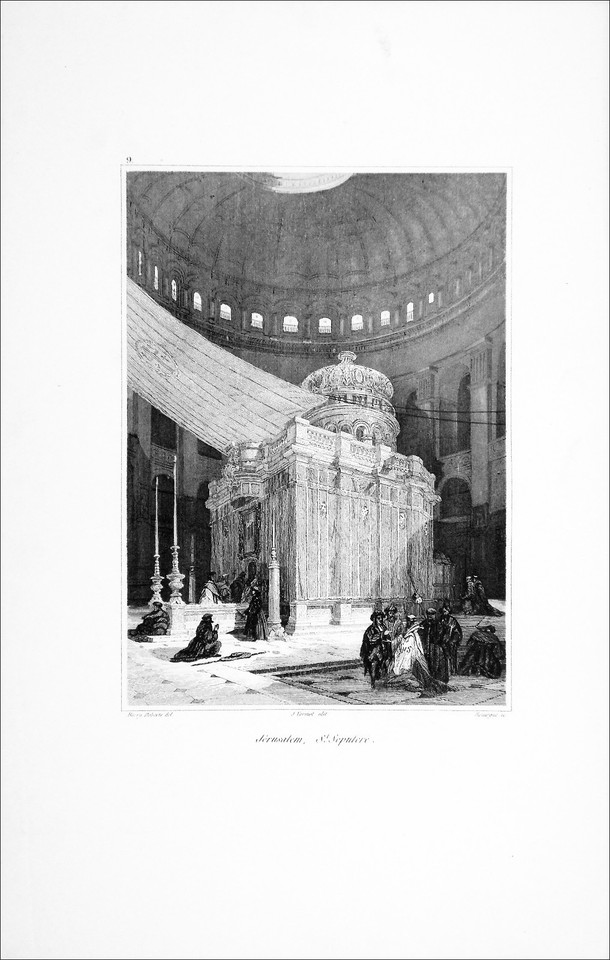 HOLY LAND JERUSALEM THE HOLY SEPULCHER Engraving from 19th century