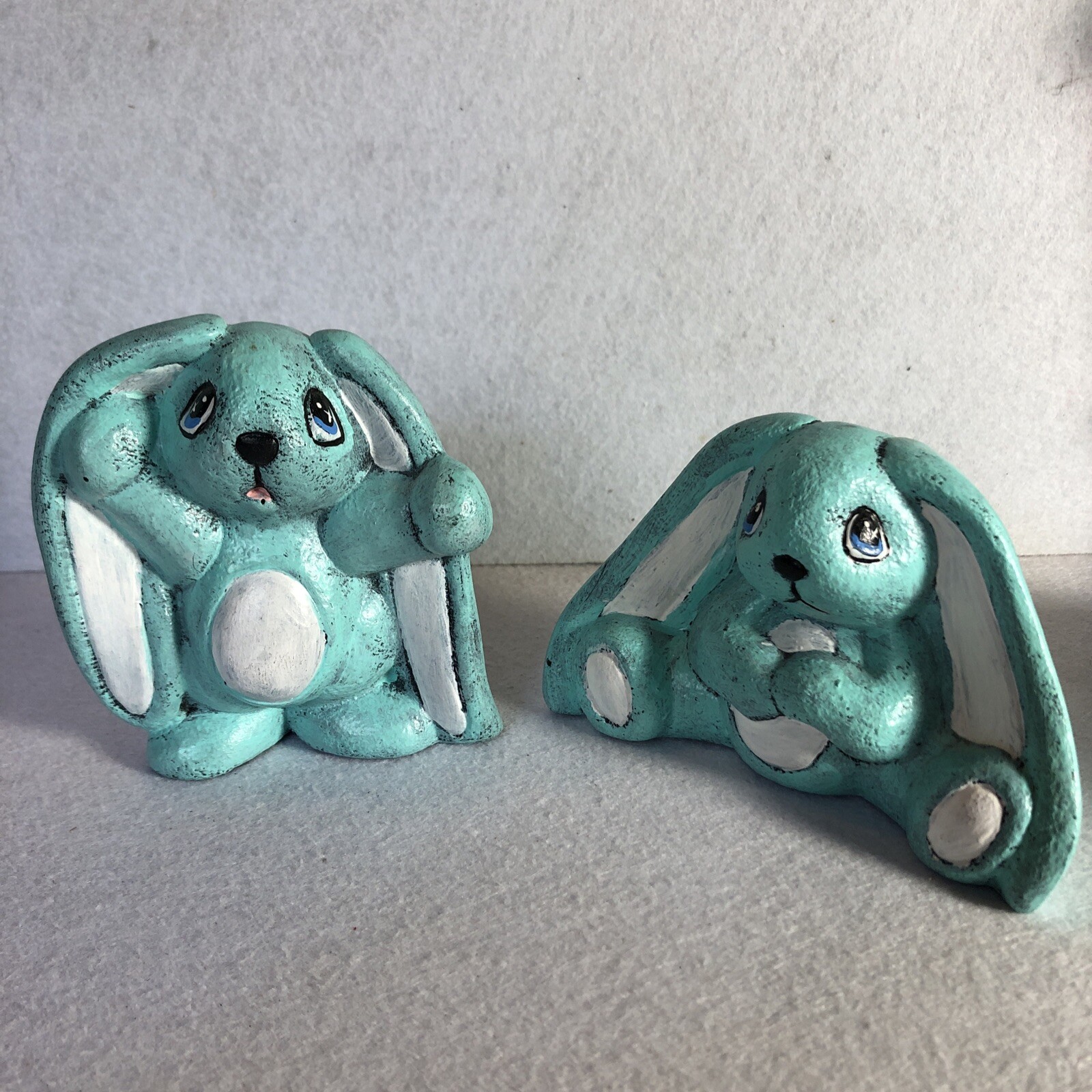 Vintage Set Of Kimble Bunny Rabbits Molds Bisque Ceramic Figurines