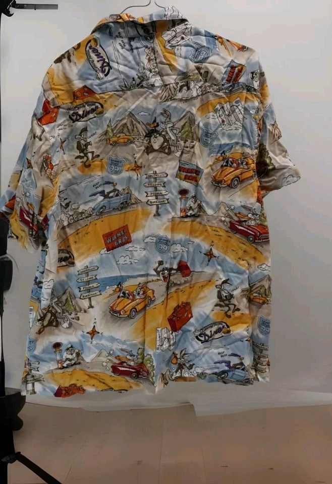 Camisa De Comedor De Colección Warner Bros. Para Hombres Rara 100% Rayón Looney Tunes M Foto 2 de 4