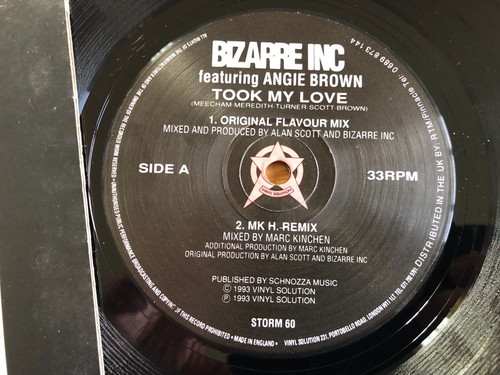 Bizarre Inc Featuring Angie Brown - Took My Love 12" 1993 NM Vinyl Solution MK - Picture 2 of 4