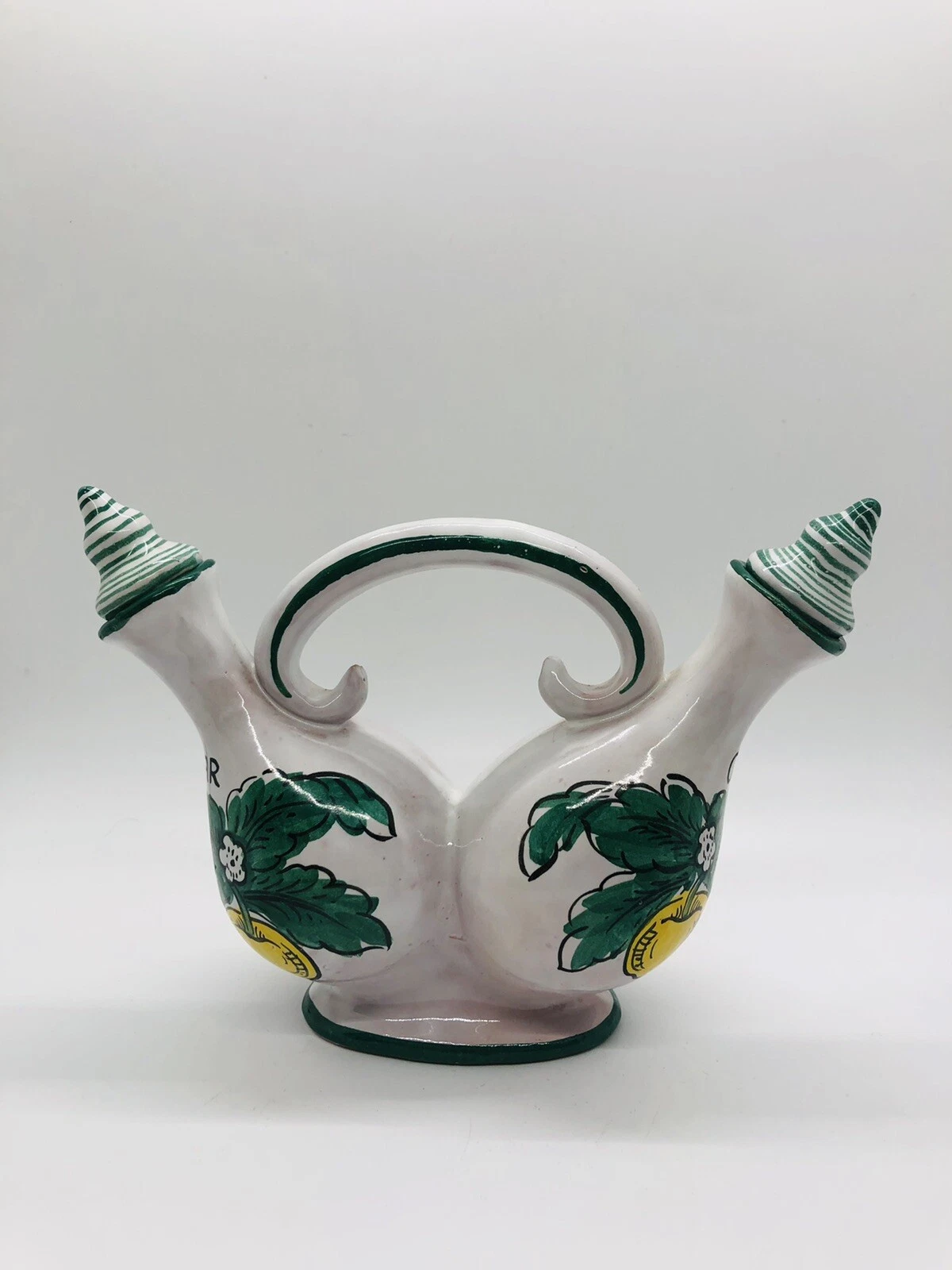 Iralian Handmade Ceramic Oil vinegar Cruet w/ Stoppers ( G24)