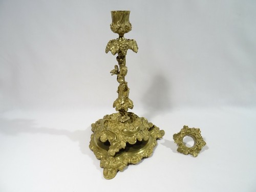 Antiguo Candelabro Louis XV Bronce Candlestick Leuchter Candelabro - Picture 11 of 12