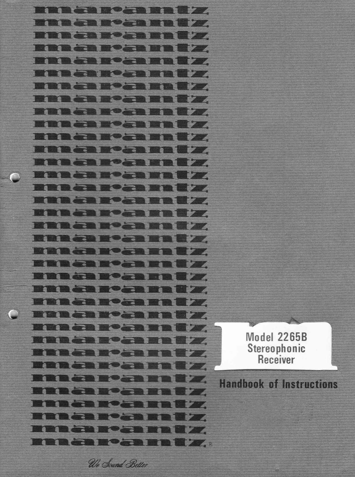 Marantz 2265B Receiver Owners Instruction Manual