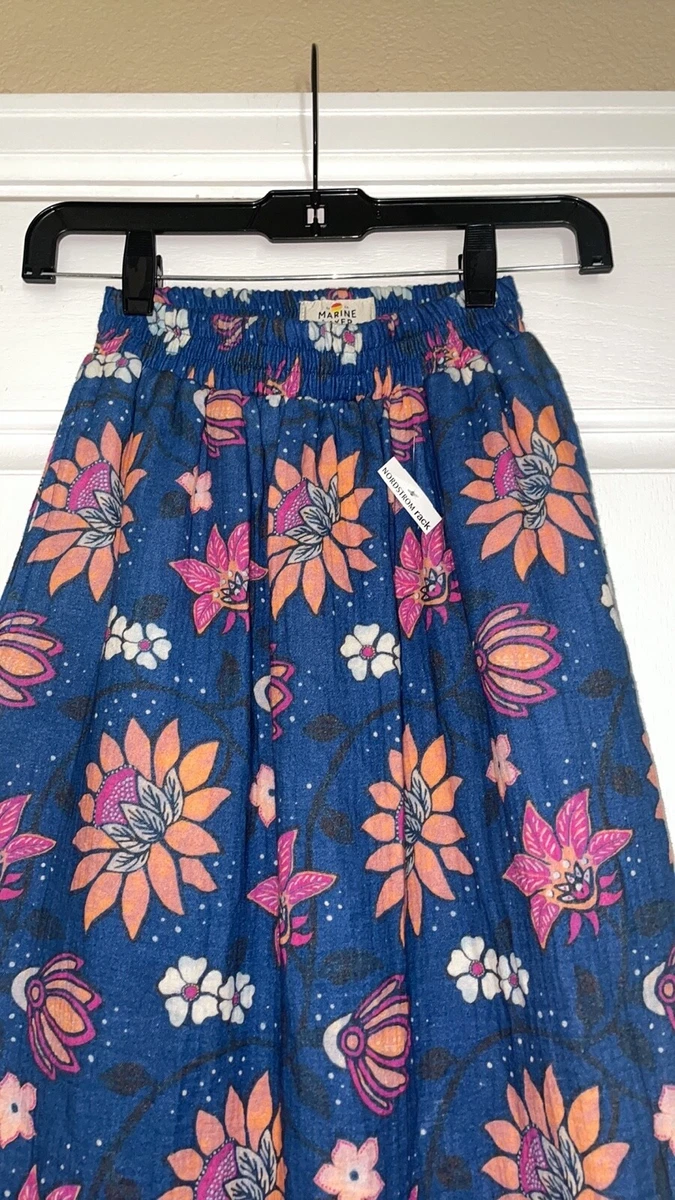 Marine Layer Corinne Doublecloth Midi Skirt in Batik Floral size L
