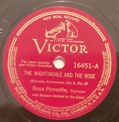 Rosa Ponselle 78 rpm Victor 16451: RIMSKY KORSAKOV The Nightingale and the Rose