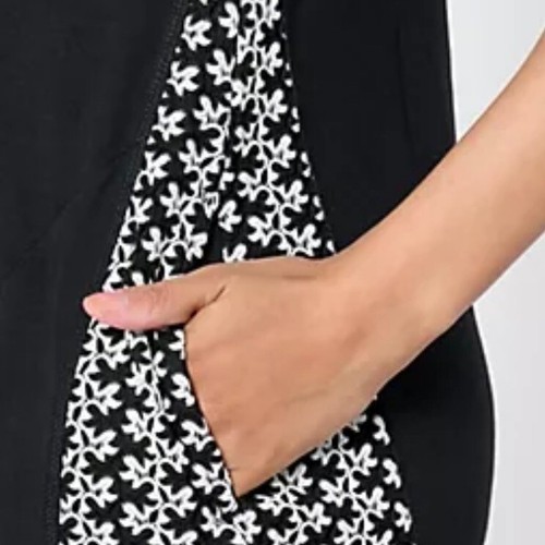 LOGO by Lori Goldstein Raschel Knit Mix Tank Dress Black & White Women's Size XL - Picture 8 of 8