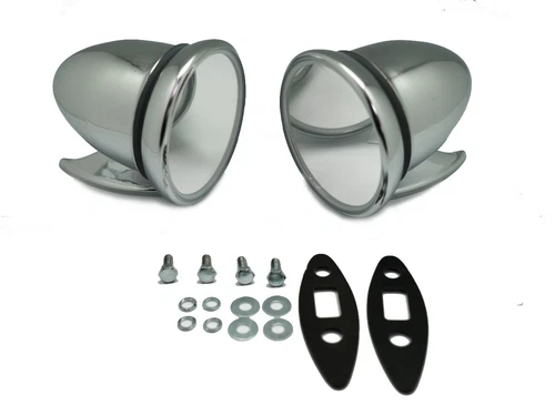 Universal Classic Old Car Vehicle Chrome Door Mirrors On Hood 60's 70's 80's 90