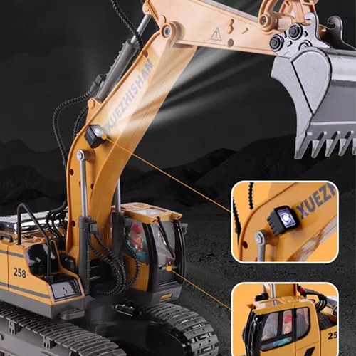 Ferngesteuerter Bagger Spielzeug RC Bagger mit Metall Schaufel Lichtern & Sound - Bild 7 von 21