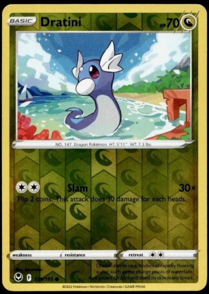 Pokemon - Dratini - 129/195   - Reverse Holo - Silver Tempest - NM/M