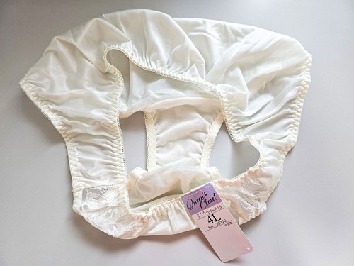 US Size XL/8 Nylon Shiny Smooth Tricot Lace Panties Women Underwear Yellow - Picture 3 of 4