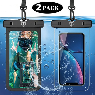 2 Pack Waterproof Floating Cell Phone Pouch Swim Dry Bag Case Cover For iPhone
