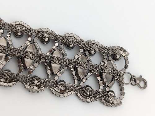 Gargantilla ancha cristal negro estrás 10-16.5" gunmetal/estaño collar collar D2 - Imagen 5 de 6