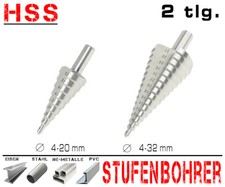 2-tlg. HSS Stufenbohrer Ø 4-20mm Ø 4-32mm Schälbohrer Konusbohrer Blechbohrer XT
