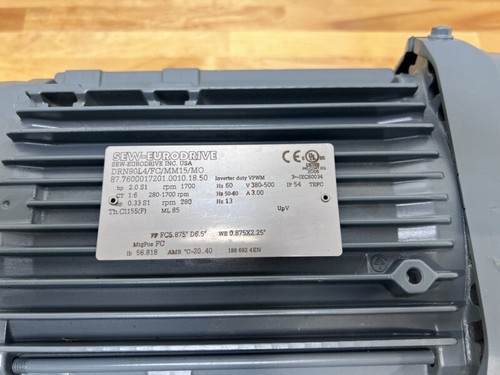 SEW-EURODRIVE DRN90L4/FC/MM15/MO AC Motor 2HP, MOVINOT MM15D-503-00/MLU11A - Picture 2 of 7