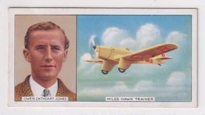 OWEN CATHCART JONES & The MILES HAWK TRAINER Vintage 1936 Aviation Airplane Card