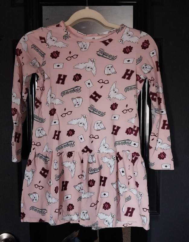 H&M Pink Patterned 100% Cotton Dress Harry Potter size 8/10