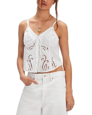 Free People Sweet Sammi Eyelet Top Lucent White Size XL L101461