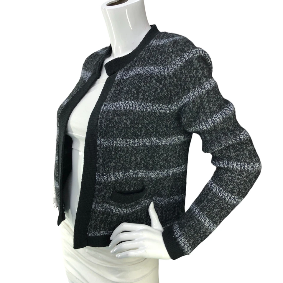 Banana Republic Womens Size XS Colarless Sweater Jacket Cardigan Striped Grey - Image 4 of 4