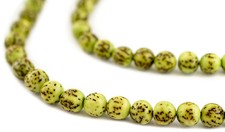 Lime Green Natural Round Seed Beads 8mm Wood 16 Inch Strand