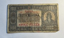 Hungary 1000 Korona 1923 Heavily Circulated Banknote Vintage Paper Currency