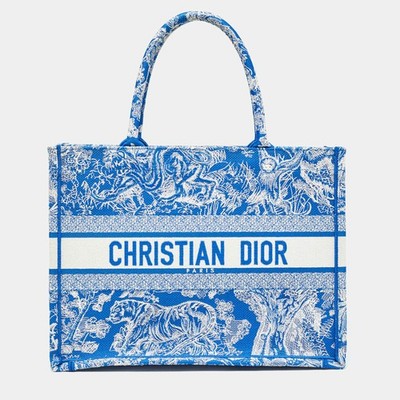 Christian Dior トートバッグ ネイビー/ホワイト~~~** 69829 auth CHRISTIAN DIOR blue Oblique canvas LARGE BOOK Tote Bag