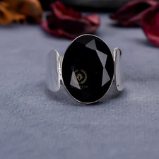 Handmade Black Onyx Stone Ring 925 Sterling Silver Band Statement Teardrop Ring