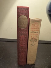 Two Antique Books Christmas Decor Display Dickens