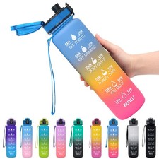 1L Tritan Water Bottle With Time Marker Bounce Cover Motivational Water Bottle