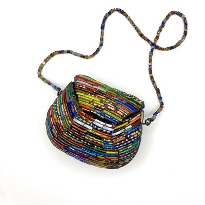 Tara Mesa Art Glass Clutch Shoulder Bag Purse Multicolor Hard Shell Retail $375