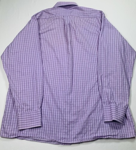 Michael Kors Button Up Long Sleeve Shirt Men's XL 17 34/35 Purple Gingham Check - Picture 6 of 7