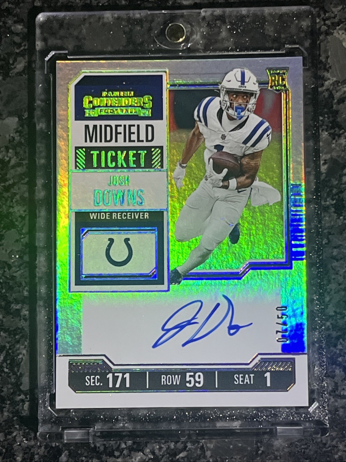 2023 Panini Contenders Josh Downs Midfield Ticket Auto RC 07/50