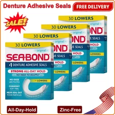 Sea Bond Secure Denture Adhesive Seals, Original Lowers, Zinc-Free, 30 Ct x 4 Pk