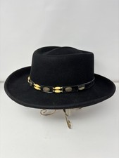 Scala Mens Black Wool Outback Hat Crushable Aussie Beaded Band Large