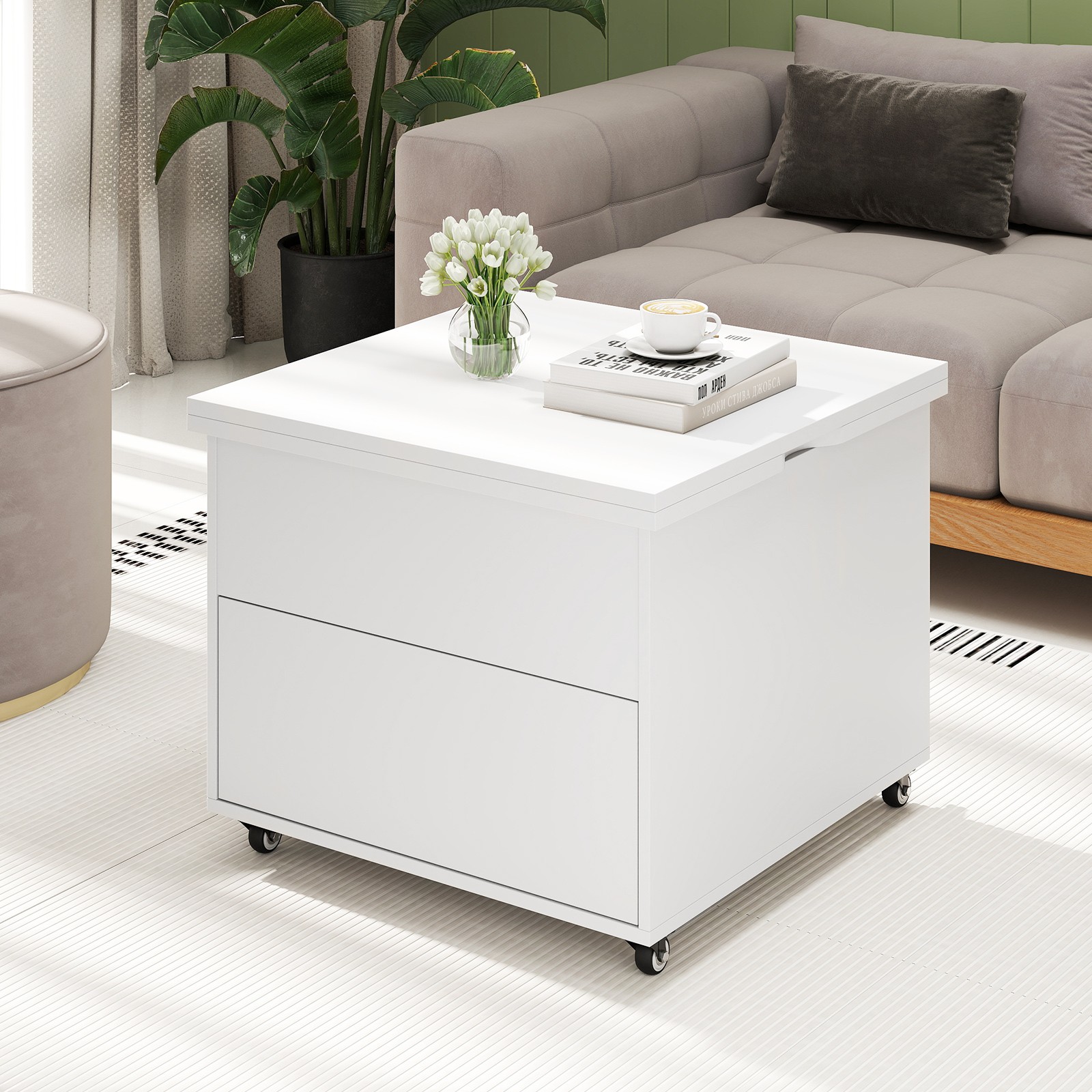 Multi-function Lift Top Coffee Table Folding Desk with Storage
