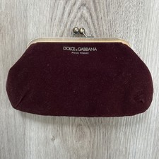 Dolce & Gabbana Clutch Purse Pour Femme Burgundy Velvet Lined Kiss Lock Bag