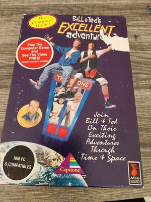 Bill & Ted's Excellent Adventure.  1990 IBM PC . Complete in Box  5.25 disks