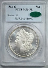 1884-O Morgan Dollar $1 PCGS MS64PL CAC - Prooflike