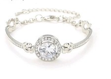 Image of Large CZ, Small Crystals, Crystal Shoulders Cable Bracelet. Boxed Gift Idea