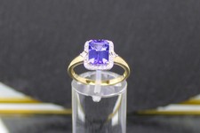 Tansanitring, Tansanit-Brillantring aus 585er Gelbgold (14 Karat)