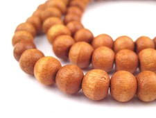 Lacquered Sandalwood Mala Beads 8mm Nepal Brown Round Wood 31 Inch Strand