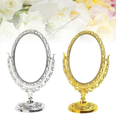 Reusable Plastic Double Sided Makeup Mirror Tabletop Mirror 360 Degree Rotation