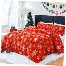 Christmas Faux Fur Duvet Cover, Luxury Ultra Soft Fluffy King 01 Snowflakes
