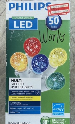 Philips LED 50 bulb multi  Facet TESTED sphere multicolor Christmas String light