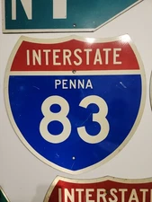 1957 Interstate Highway Road Sign I-83 "Penna" Pennsylvania Reflective RARE!